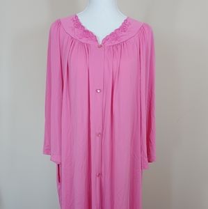 Vintage Shadowline Made In The USA Pink Button Up Robe Women XL USED